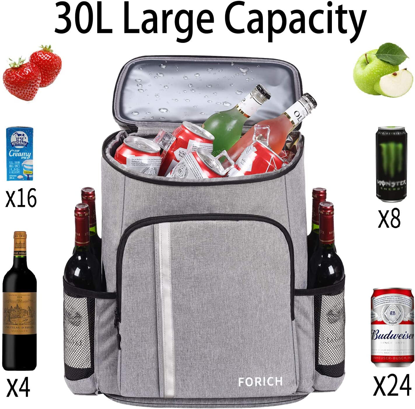 Premium Leakproof Insulated Backpack Cooler - Lightweight Waterproof Bag for Men & Women - Perfect for Beach, Picnics, Camping & Hiking - Holds 30 Cans!